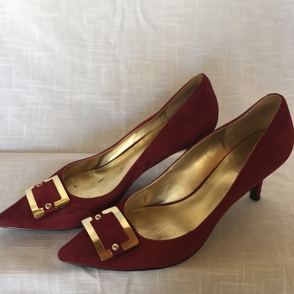 Burgundy Suede Pointy Heels